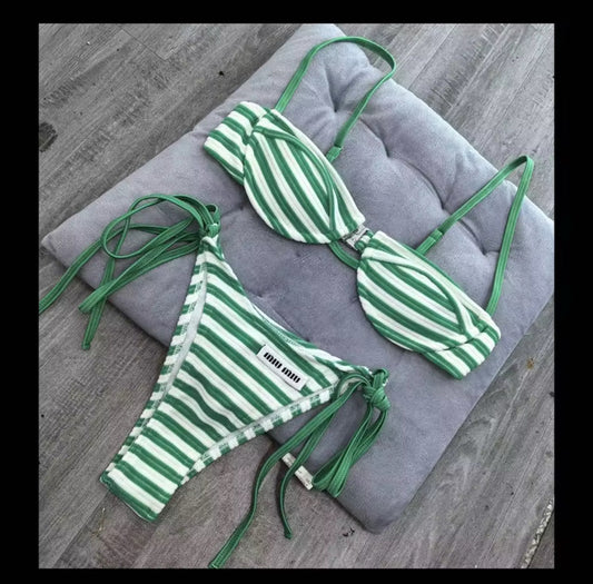Green Striped MiuMiu Swimsuit
