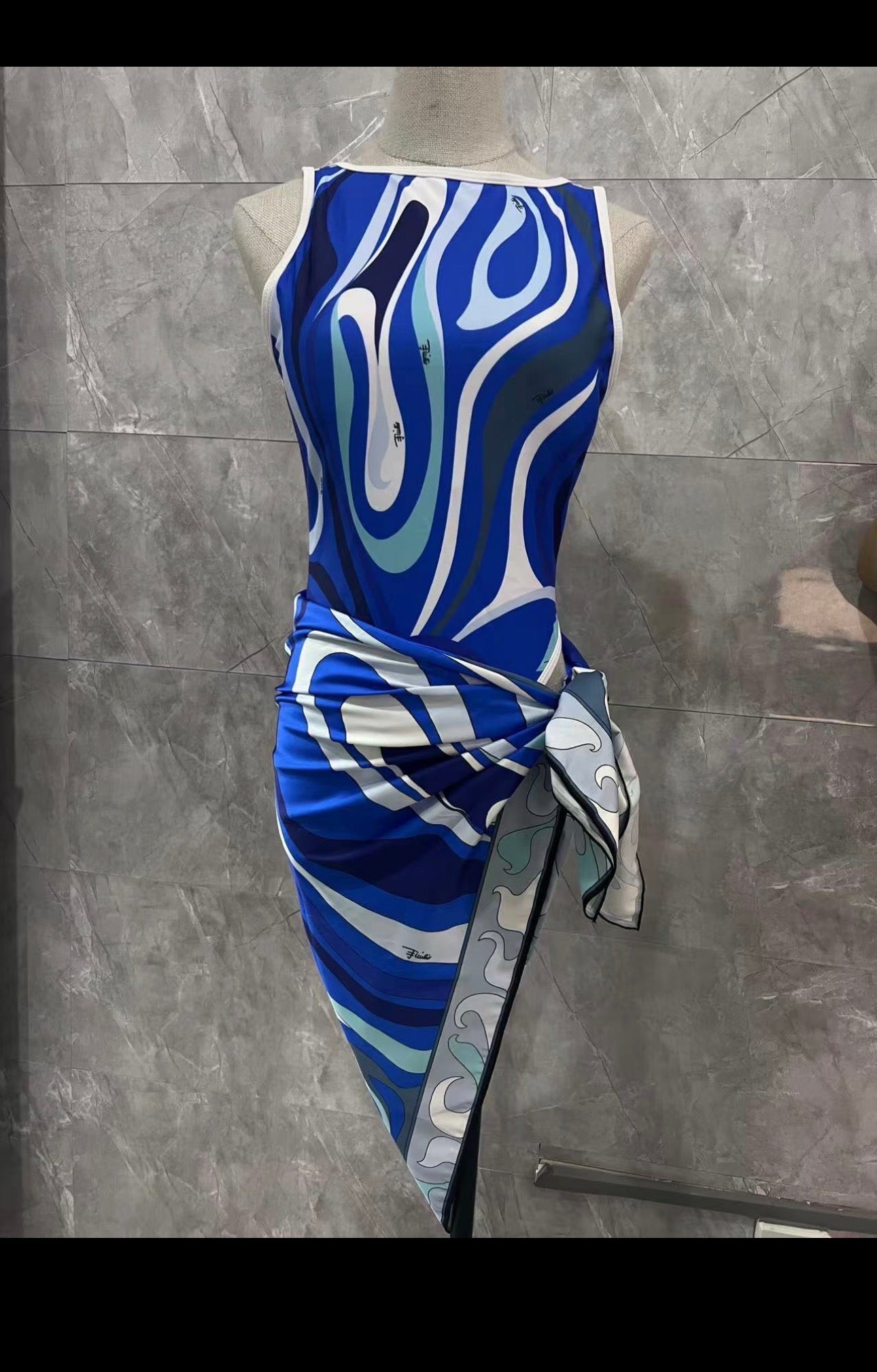 1 Piece Pucci Swimsuit with Scarf