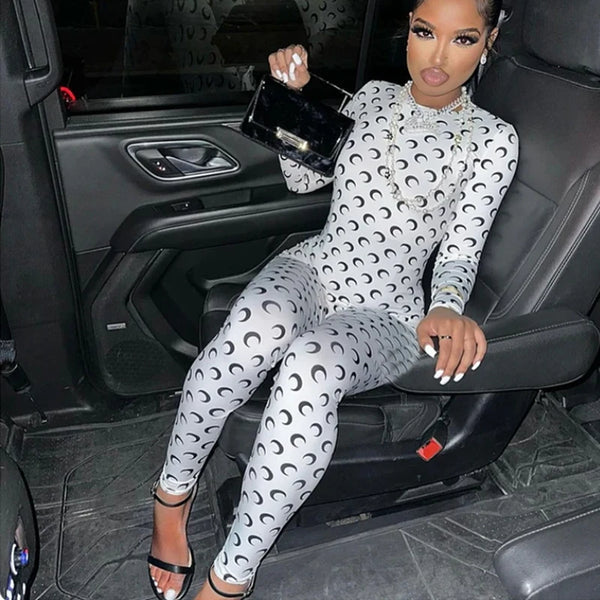 Chic Moon Print Jumpsuit